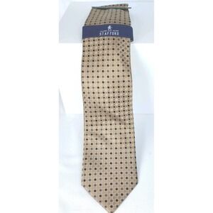 Stafford Tailored Couture Taupe Silk Geometric Dotted Patterns New